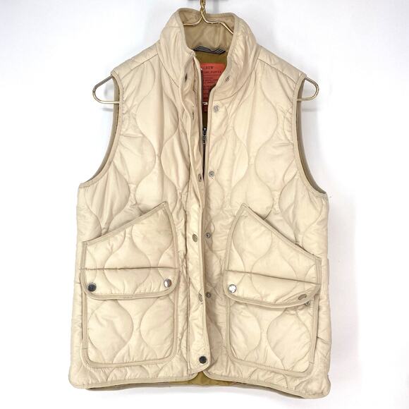 J Crew Quilted Excursion Puffer Vest Ivory Primaloft Women's Size M - Picture 1 of 10